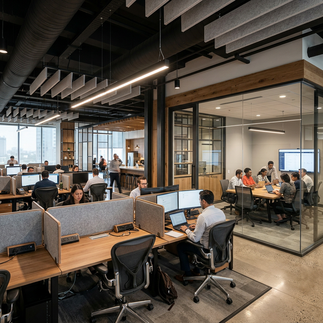 Thiết kế văn phòng công ty 200m2 hiện đại